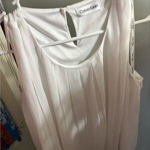 Calvin Klein White Pleated Camisole Tank